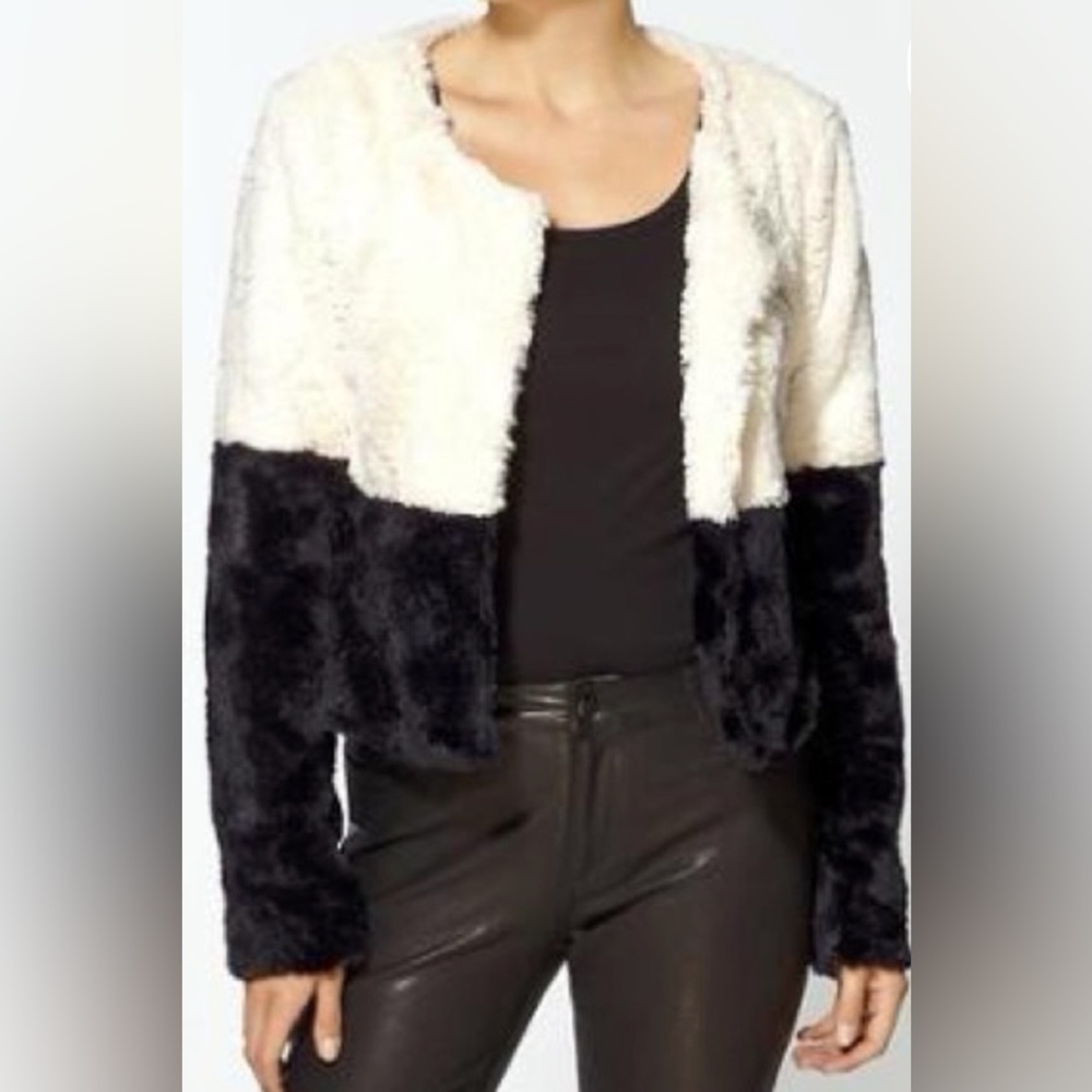 C. Luce Black and Cream Super Soft satin lined Teddy Jacket, never worn